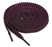 sourcing map 3 Pairs Double Layer Polka Dots Twill Flat Shoelaces for Sneakers Sports Shoes Black-Fuchsia 140 cm/55"