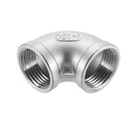 sourcing map 3 Pcs 1" PT Female 90 Degree Elbow Stainless Steel Water Pipe Fittings Air Hose PVC Tube Cast