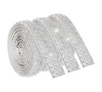 sourcing map 3 Pcs 1 Yard Self Adhesive Pearl Rhinestone Ribbon, 1.5cm Pearls Rhinestone Tape Diamond Pearls Trim for DIY Clothing Wedding Party Supplies White