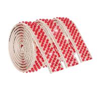 sourcing map 3 Pcs 1 Yard Self Adhesive Pearl Rhinestone Ribbon, 2cm Pearls Rhinestone Tape Diamond Pearls Trim for DIY Clothing Wedding Party Supplies Red