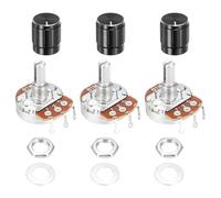 sourcing map 3 Pcs 1M Ohm Rotary Potentiometer, WH138 3 Pin Single Turn Linear Taper Variable Resistor Potentiometers with Alloy Knob for Inverter Speed Regulation, Black