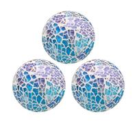 sourcing map 3 Pcs 2.36" Decorative Balls Mosaic Glass Balls Decorative Table Sphere Orbs Centerpiece Balls for Decorating Bowls Vase Tables Wedding Party, Multicolored Blue