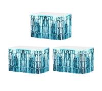sourcing map 3 Pcs 29x108 Inch Light Blue Metallic Foil Fringe Tinsel Table Skirts for Rectangle Tables Tinsel for Wedding Birthday Party Decoration