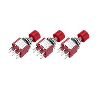 sourcing map 3 Pcs 2A/5A 250V AC/120V AC 7mm Mini Momentary Push Button Switch SPST 2NO+2NC Red Switch Button with Soldering Foot for Electronic Devices