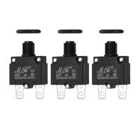 sourcing map 3 Pcs 3Amp Thermal Circuit Breaker, 125/250V AC 32V DC Push Button Manual Reset Circuit Overload Protector Switch, Black