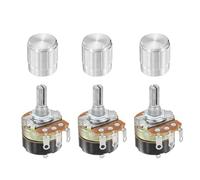 sourcing map 3 Pcs 50K Ohm Rotary Potentiometer, WH138 3 Pin Single Turn Linear Taper Variable Resistor Potentiometers with Switch for Inverter Speed Regulation, Silver