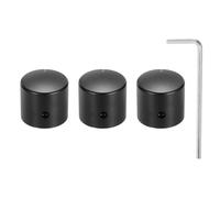 sourcing map 3 Pcs Aluminium Potentiometer Knobs, 1/4" (6mm) Universal Volume Tone Control Knobs for Guitar, Bass, 15/16" Black