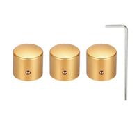 sourcing map 3 Pcs Aluminium Potentiometer Knobs, 1/4" (6mm) Universal Volume Tone Control Knobs for Guitar, Bass, 15/16" Gold