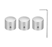 sourcing map 3 Pcs Aluminium Potentiometer Knobs, 1/4" (6mm) Universal Volume Tone Control Knobs for Guitar, Bass, 15/16" Silver
