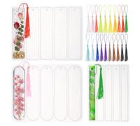 sourcing map 3 Pcs Bookmarks Silicone Mould, Small Large Rectangle Oval Resin Moulds Bookmark Making Kit with 20 Pcs Tassels for DIY Epoxy Resin Casting Crafts Birthday Gifts
