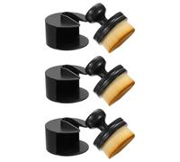 sourcing map 3 Pcs Car Tire Shine Applicator Brush PBT Automotive Tire Dressing Brush Car Cleaning Duster with Storage Stand for Auto Detailing Cleaning, Yellow/Brown