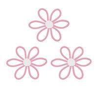 sourcing map 3 Pcs Daisies Floral Wall Decor, 10" Flower Art Decor Woven Macrame Hanging Floral Bohemian Decoration Colorful for Girls Nursery Home Dorm Bedroom Playroom, Rose Red