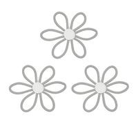 sourcing map 3 Pcs Daisies Floral Wall Decor, 10" Flower Art Decor Woven Macrame Hanging Floral Bohemian Decoration Colorful for Girls Nursery Home Dorm Bedroom Playroom, Light Gray