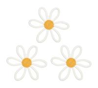 sourcing map 3 Pcs Daisies Floral Wall Decor, 8" Flower Art Decor Woven Macrame Hanging Floral Bohemian Decoration Colorful for Girls Nursery Home Dorm Bedroom Playroom, Beige