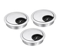 sourcing map 3 Pcs Desk Grommet 1.8 Inch, Zinc Alloy Round Desk Hole Cover Wire Cable Cord Organizer for Home Office Computer Table Cables, 45mm, Silver