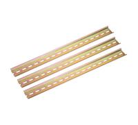 sourcing map 3 Pcs DIN Rail Slotted Iron Mounting Guide 14"(350mm) Long 35mm Wide 6.5mm High Bronze Tone
