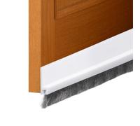 sourcing map 3 Pcs Door Sweep for Bottom of Door, 1.2" x 40" Door Draft Stopper with Brush Weather Stripping with Self Adhesive for Exterior & Interior Doors Blocker Dust Cold Heat Noise, White
