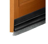 sourcing map 3 Pcs Door Sweep for Bottom of Door, 1.4" x 40" Door Draft Stopper with Brush Weather Stripping with Self Adhesive for Exterior & Interior Doors Blocker Dust Cold Heat Noise, Black