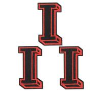 sourcing map 3 PCS Embroidery Letters I Patches, 2" A-Z Fabric Initial Alphabet Applique Patches for DIY Backpacks Hat Bags Jeans Uniform Jacket Clothing Decoration(Black/Red)