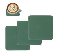 sourcing map 3 Pcs Faux Leather Coasters, 3.9 x 3.9" Square Coasters for Drinks Heat Resistant Waterproof Oil Proof Non Slip Cup Mat for Office Kitchen Bar Table Desk (Green)