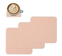 sourcing map 3 Pcs Faux Leather Coasters, 3.9 x 3.9" Square Coasters for Drinks Heat Resistant Waterproof Oil Proof Non Slip Cup Mat for Office Kitchen Bar Table Desk (Pink)