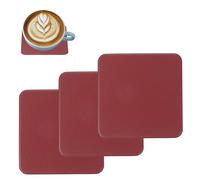 sourcing map 3 Pcs Faux Leather Coasters, 3.9 x 3.9" Square Coasters for Drinks Heat Resistant Waterproof Oil Proof Non Slip Cup Mat for Office Kitchen Bar Table Desk (Red)