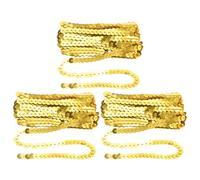 sourcing map 3 Pcs Flat Sequin Trim, 6mm 3.3 Yard Round Spangle Flat Sequin Strip Paillette Spool Ribbon Trim Sewing String for DIY Crafts Costume Embellish, Dark Gold