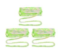 sourcing map 3 Pcs Flat Sequin Trim, 6mm 3.3 Yard Round Spangle Flat Sequin Strip Paillette Spool Ribbon Trim Sewing String for DIY Crafts Costume Embellish, Bright Green