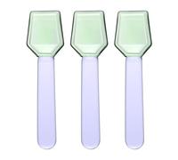 sourcing map 3 Pcs Glass Spoons for Coffee, Colorful Glass Stirring Dessert Spoons Short Handle Teaspoons Small Square Swizzle Scoop for Ice Cream Cereal Yogurt Milkshake Cake Desserts, Green