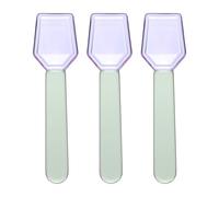 sourcing map 3 Pcs Glass Spoons for Coffee, Colorful Glass Stirring Dessert Spoons Short Handle Teaspoons Small Square Swizzle Scoop for Ice Cream Cereal Yogurt Milkshake Cake Desserts, Purple
