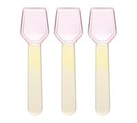 sourcing map 3 Pcs Glass Spoons for Coffee, Colorful Glass Stirring Dessert Spoons Short Handle Teaspoons Small Square Swizzle Scoop for Ice Cream Cereal Yogurt Milkshake Cake Desserts, Pink