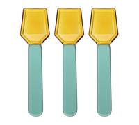 sourcing map 3 Pcs Glass Spoons for Coffee, Colorful Glass Stirring Dessert Spoons Short Handle Teaspoons Small Square Swizzle Scoop for Ice Cream Cereal Yogurt Milkshake Cake Desserts, Brown
