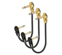 sourcing map 3 Pcs Guitar Patch Cables 15 Inch Pedal Board Cord 1/4 Inch Metal Flat Head TS Right Angle Guitar Patch Effect Cable Cord for Instrument Effect Pedal Mixing Console, Black
