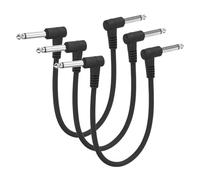 sourcing map 3 Pcs Guitar Patch Cables 6 Inch Pedal Board Cord 1/4 Inch Injection Round Head TS Right Angle Guitar Patch Effect Cable Cord for Instrument Effect Pedal Mixing Console, Black
