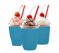 sourcing map 3 Pcs Iced Coffee Sleeve, Insulator Neoprene Cup Sleeves Reusable Beverages Cup Holder for Tumbler Iced and Hot Drinks, Party Drink Decor, Blue