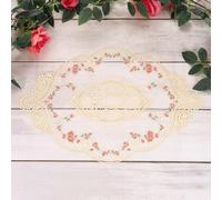 sourcing map 3 Pcs Lace Placemats, 12x17-in Vintage Table Doilies Oval Embroidered Crochet Lace Dolly Cup Mat for Table Vase Home Decor, Apricot