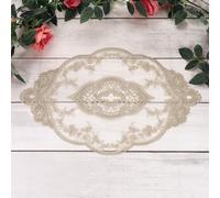 sourcing map 3 Pcs Lace Placemats, 12x17-in Vintage Table Doilies Oval Embroidered Crochet Lace Dolly Cup Mat for Table Vase Home Decor, Gray Camel Monochrome