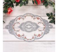 sourcing map 3 Pcs Lace Placemats, 12x17-in Vintage Table Doilies Oval Embroidered Crochet Lace Dolly Cup Mat for Table Vase Home Decor, Gray Blue