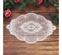 sourcing map 3 Pcs Lace Placemats, 12x17-in Vintage Table Doilies Oval Embroidered Crochet Lace Dolly Cup Mat for Table Vase Home Decor, White