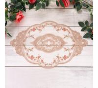 sourcing map 3 Pcs Lace Placemats, 12x17-in Vintage Table Doilies Oval Embroidered Crochet Lace Dolly Cup Mat for Table Vase Home Decor, Bean Paste