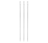 sourcing map 3 Pcs Large Eye Sewing Needles, 5.87 Inch 3mm Steel Embroidery Thread Needle Sewing Big Eye Needle Knitting Needles for Hand Sewing Art Crafts, Silver