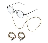 sourcing map 3 Pcs Leather Eyeglass Strap, Eyeglass Chain for Women and Men, Elegant Sunglasses Lanyards Holder Anti-lost Glass String Eye Glass Holders Around Neck, Khaki