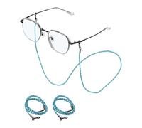 sourcing map 3 Pcs Leather Eyeglass Strap, Eyeglass Chain for Women and Men, Elegant Sunglasses Lanyards Holder Anti-lost Glass String Eye Glass Holders Around Neck, Blue