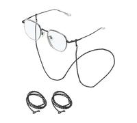 sourcing map 3 Pcs Leather Eyeglass Strap, Eyeglass Chain for Women and Men, Elegant Sunglasses Lanyards Holder Anti-lost Glass String Eye Glass Holders Around Neck, Black