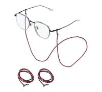 sourcing map 3 Pcs Leather Eyeglass Strap, Eyeglass Chain for Women and Men, Elegant Sunglasses Lanyards Holder Anti-lost Glass String Eye Glass Holders Around Neck, Red