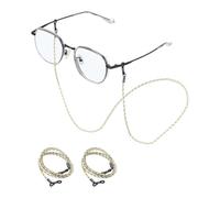 sourcing map 3 Pcs Leather Eyeglass Strap, Eyeglass Chain for Women and Men, Elegant Sunglasses Lanyards Holder Anti-lost Glass String Eye Glass Holders Around Neck, White