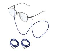 sourcing map 3 Pcs Leather Eyeglass Strap, Eyeglass Chain for Women and Men, Elegant Sunglasses Lanyards Holder Anti-lost Glass String Eye Glass Holders Around Neck, Dark Blue