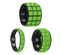 sourcing map 3 Pcs Leather Punk Bracelet 8.7"/22cm Square Rivets Goth Spike Studded Bracelet Adjustable Wristband Cuff Bangle for Halloween Party Favors Emo Grunge Accessories, Green(Black)