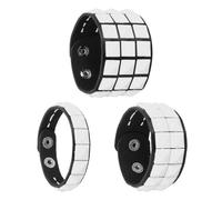 sourcing map 3 Pcs Leather Punk Bracelet 8.7"/22cm Square Rivets Goth Spike Studded Bracelet Adjustable Wristband Cuff Bangle for Halloween Party Favors Emo Grunge Accessories, White(Black)