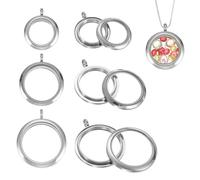 sourcing map 3 Pcs Living Memory Locket Charm, 18/23/28mm Round Floating Locket Pendants Stainless Steel Clear Glass Photo Charm for Women Necklace DIY Crafts Making Decoration, Silver